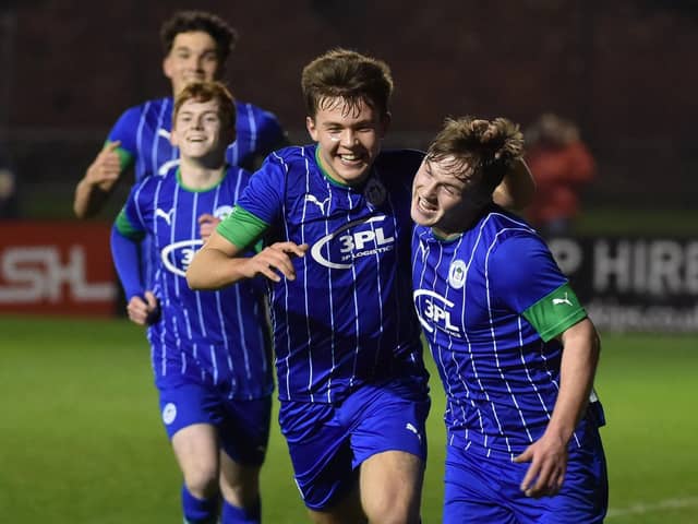 Joe Gelhardt scores for Latics Under-18s against Birmingham in the FA Youth Cup