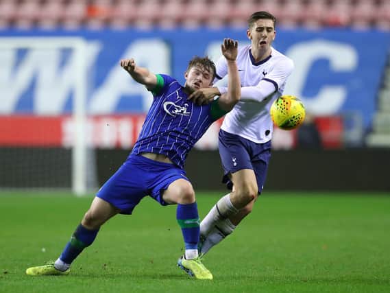 Joe Gelhardt playing for Latics Under-18s in the FA Youth Cup against Tottenham
