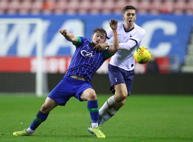 Joe Gelhardt playing for Latics Under-18s in the FA Youth Cup against Tottenham