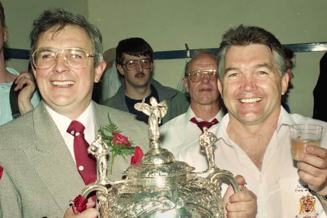 Jack Robinson with John Monie after a Wembley win