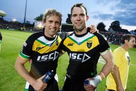 Brett Hodgson and Pat Richards after an Exiles game