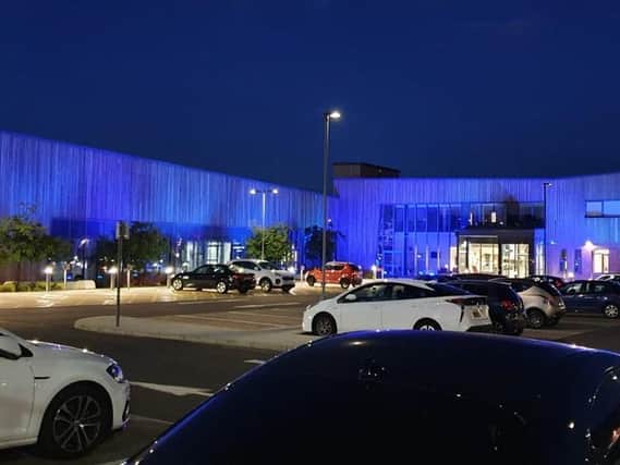 Atherleigh Park Hospital was lit up in blue for International Nurses' Day