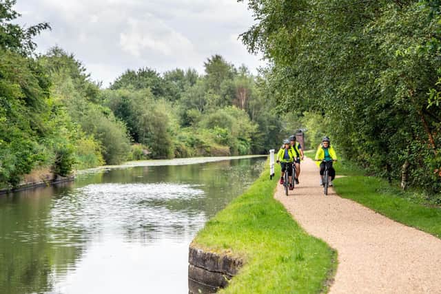 The resurfaced canal towpath at Astley