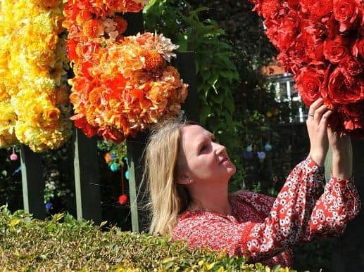 Working on the floral display