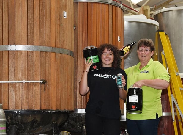 Molly Stephenson and mum Gill at Prospect Brewery, Wigan, getting ready for home deliveries during the Covid-19 pandemic