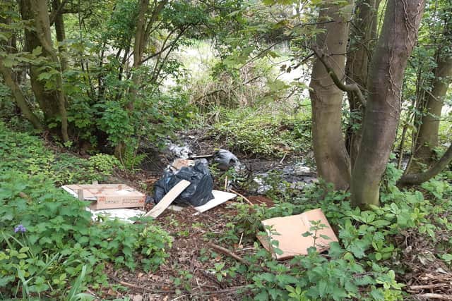Rubbish fly-tipped at the site off Brocstedes Way in Ashton