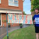 David Webb celebrates completing his challenge