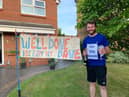 David Webb celebrates completing his challenge