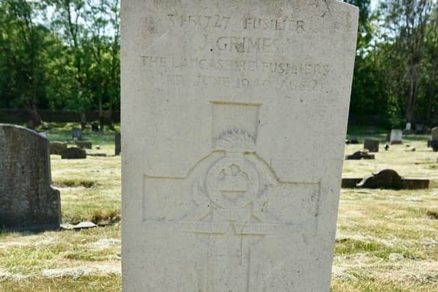 The grave of Wigan soldier Fusilier James Grimes