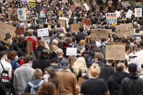 Demonstrators pack into Manchester city centre