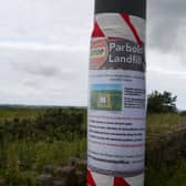 A poster opposing the landfill plan at Parbold Hill