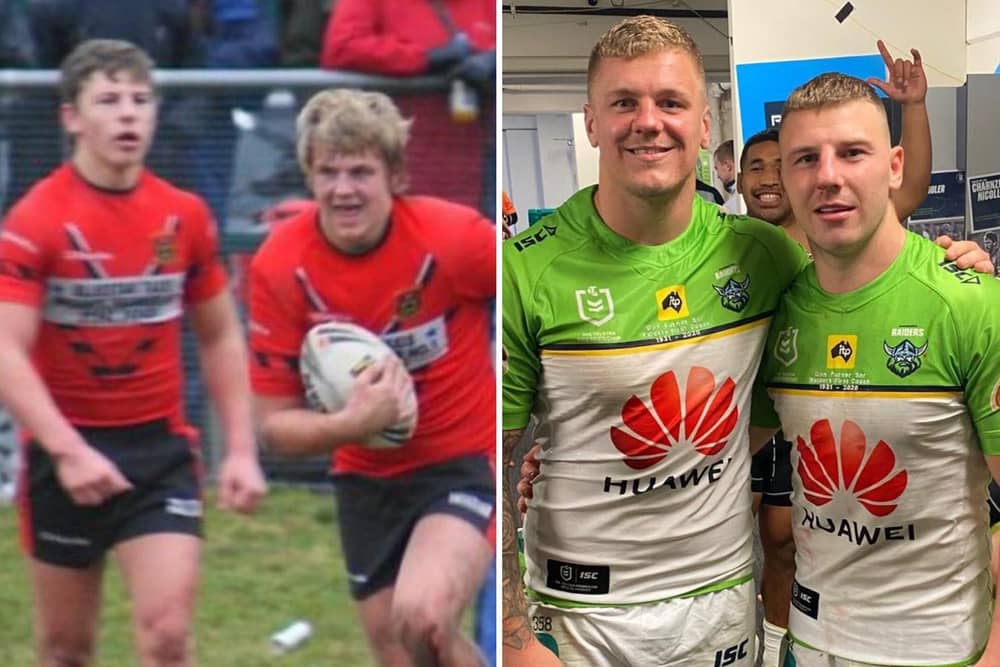 George Williams posted this picture on social media of him alongside Ryan Sutton at Canberra - and as juniors for Ince Rose Bridge