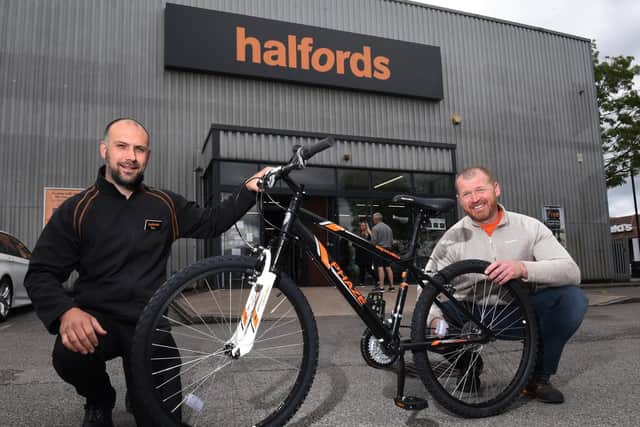Greg Hurst, manager at Halfords, arranged to donate the bike after speaking to Nigel Brookwell