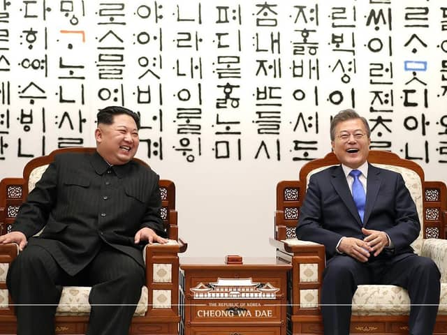 UCLan  has received a major research grant for its Korean studies.
Pictured is   North Korean leader    Kim Jong-un with  South Korean President Moon Jae-in.