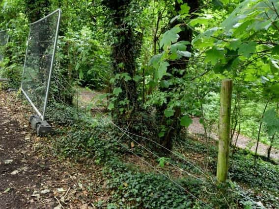 Temporary fencing at Fairy Glen