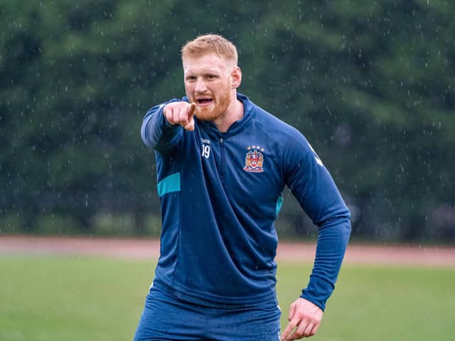 Wigan prop Joe Bullock in training before the season was halted
