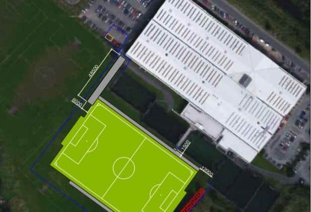 The location of the new pitch behind the Soccer Dome