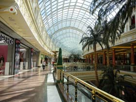 A near-deserted Intu Trafford Centre shopping mall amidst the novel coronavirus COVID-19 pandemic