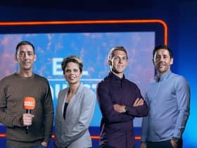 Michael Brown (far right) with host Colin Murray (far left)