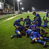 The record-breaking Latics Under-18 side celebrate another goal