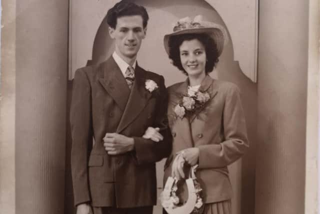 John and Nora on their wedding day