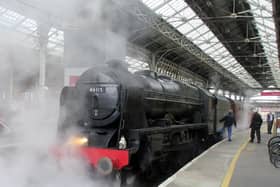Scots Guardsman at Preston railway station