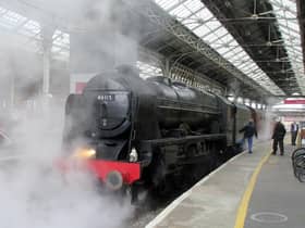 Scots Guardsman at Preston railway station