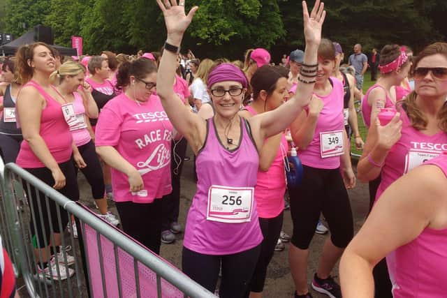 Lesley Watmough taking part in the Race for Life at Haigh Woodland Park