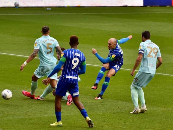 Kai Naismith has a shot at the goal