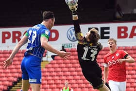 Kieffer Moore in action at Barnsley