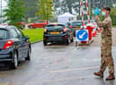 A mobile testing centre at Witton Park High School in Blackburn