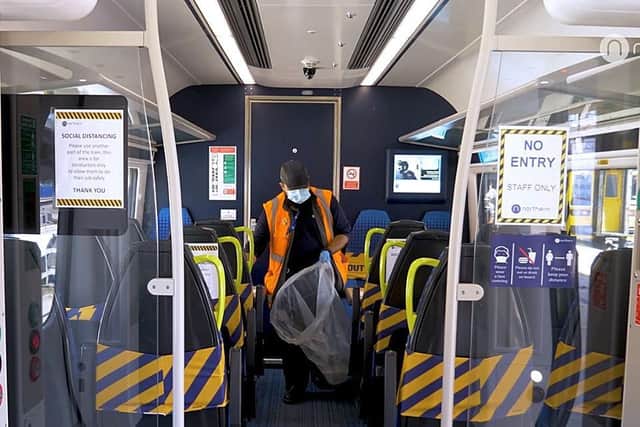 Coronavirus cleaning of a Northern train takes place
