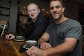 Lee Mossop (right) with ex-Wigan Warriors team mate Liam Farrell