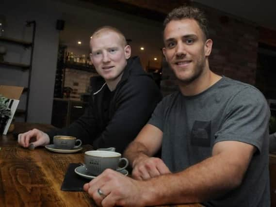 Lee Mossop (right) with ex-Wigan Warriors team mate Liam Farrell