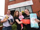 Pictured from left, Coun Steve Jones with partner Courtney Bampton, daughter 11-month-old Lilly and sister Becky Jones