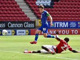Kieran Dowell puts Wigan 2-1 up in the first half