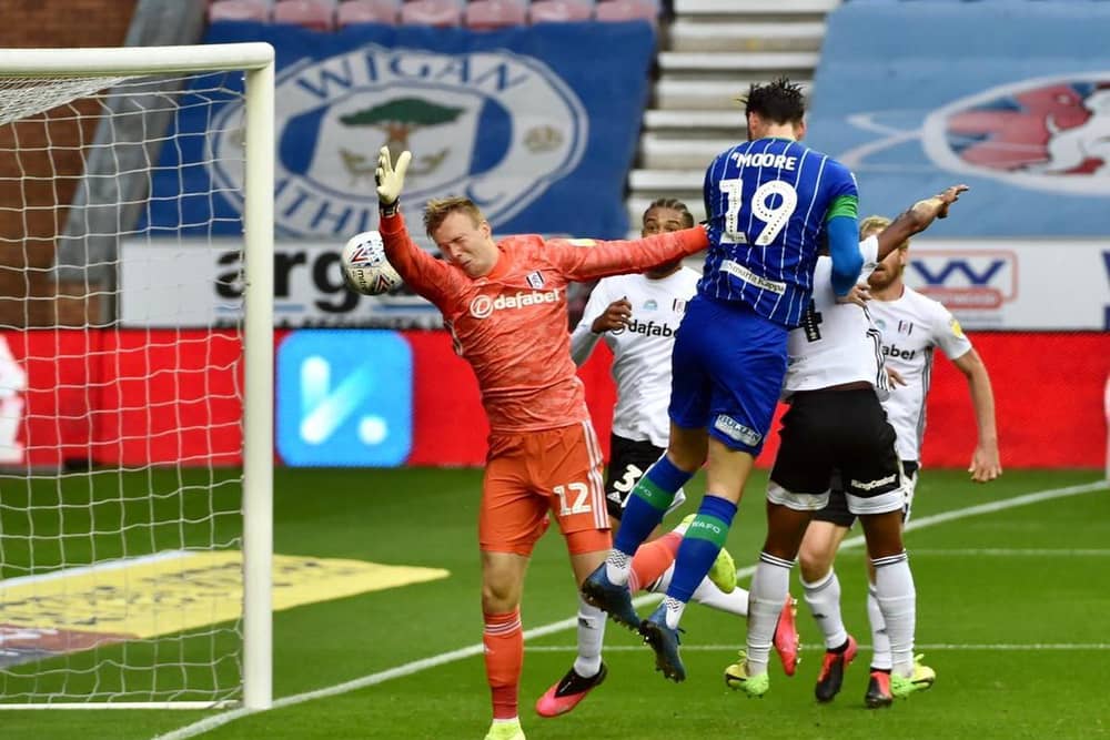 Kieffer Moore heads Wigan into the lead
