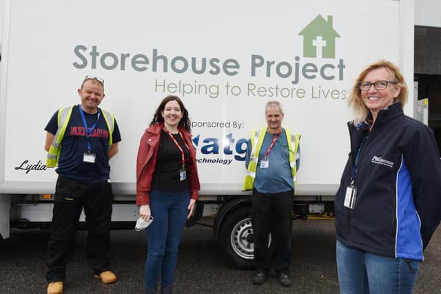 John Leach, Julie Smith and David Merry, from The Storehouse Project, with Jane Thomson, HR leader at Procter & Gamble in Pimbo