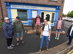 Dionne Carroll leads walkers Hazel and Graham White, Michael Hurst, Lisa Gee and Joan Johnson