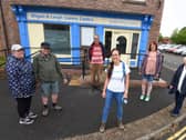 Dionne Carroll leads walkers Hazel and Graham White, Michael Hurst, Lisa Gee and Joan Johnson