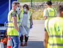 A Covid-19 testing centre at Mixenden Activity Centre in Calderdale, one of the areas where new measures have been implemented to prevent the spread of coronavirus