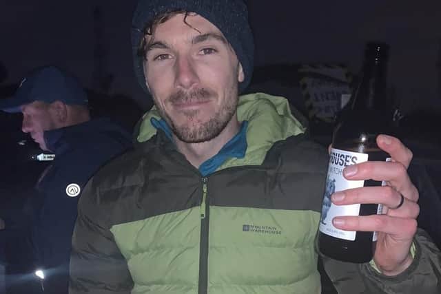 Craig celebrating after completing his gruelling Everest ride