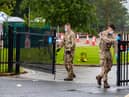 A mobile testing centre at Witton Park High School in Blackburn and Darwen, as the town is facing a "rising tide" of coronavirus cases