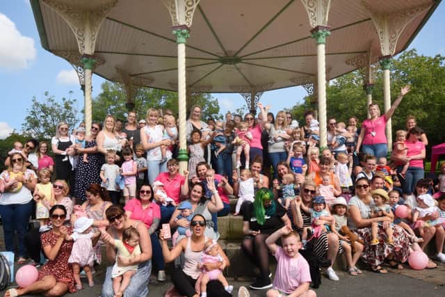 Families at last year's Big Latch On event at Mesnes Park