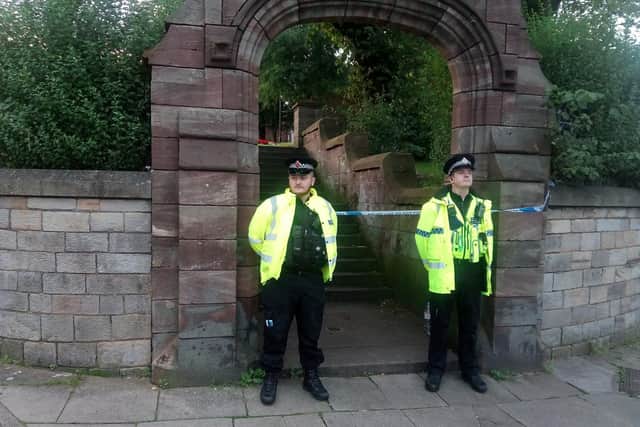 Police put up a cordon around Wigan Parish Church