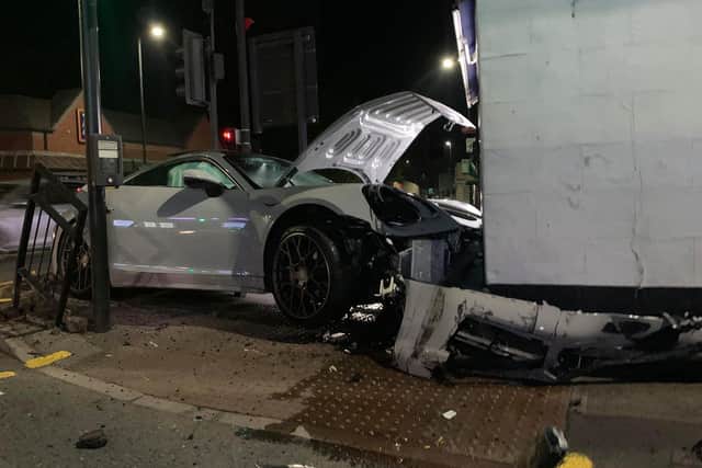 The car was badly damaged in the collision. Picture by Jake Ruddick