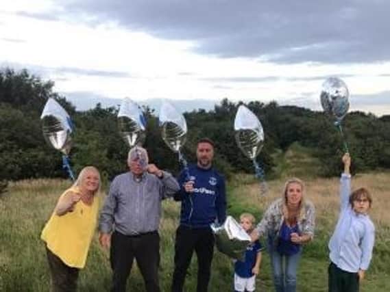 Relatives let off the balloons, one of which was found in Denmark