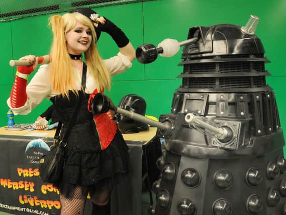 Dalek and friend Megan Bland on a previous visit to Wigan for a comic con