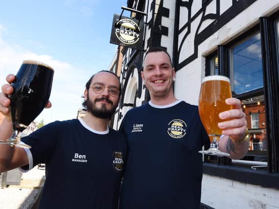 Manager Ben Cusick and his deputy Liam Hook outside Real Crafty