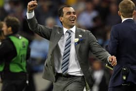 Roberto Martinez celebrates winning the FA Cup